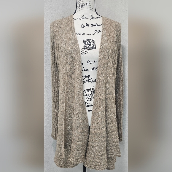 Free People Sweaters - Free People Open Front Waterfall Crochet Knit Long Sleeve Layering Oatmeal Sz XS